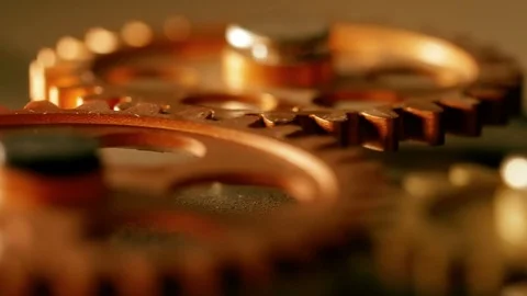 Clock's mecahanical wheels rolling-close up Video stock 83421387