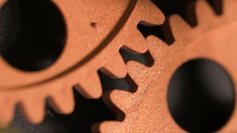  clock's mechanism:wheels running, beating time- close up Stock Footage 92491258