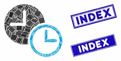 Clocks Mosaic and Grunge Rectangle Stamp Seals Stock Illustration