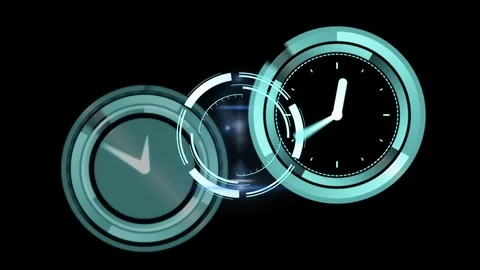 Clocks moving fast and data scanning Video stock 121525757