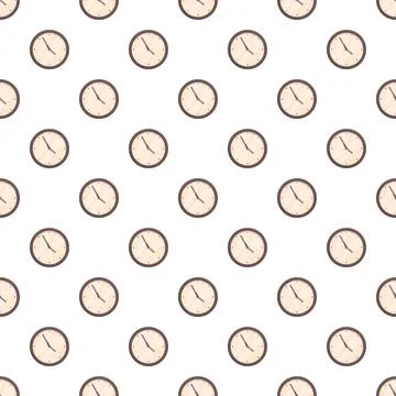 Clocks pattern repeating on white background Stock Illustration