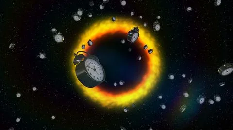 Clocks in Space - Abstract Representation of Time Stock Illustration