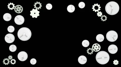 Clocks ticking on black background, space in center. Stock Footage 58767912