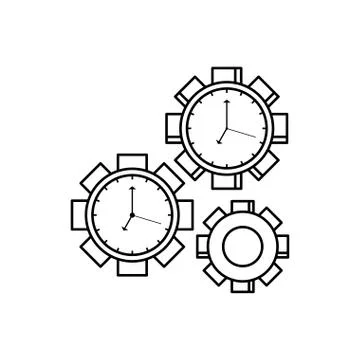 Clocks of wall with shape pinion isolated icon Stock Illustration