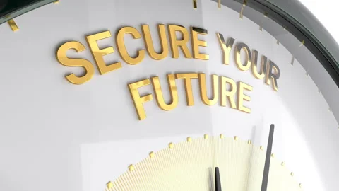 Clock.Secure your future text. 스톡 동영상 318419914