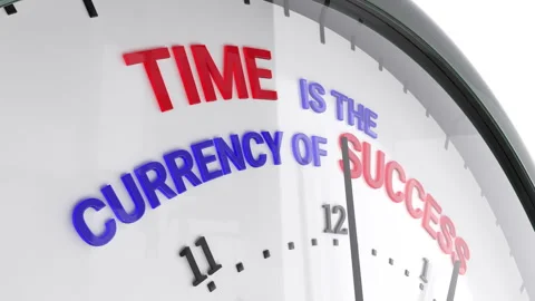 Clock.Time is the currency of success text. Video stock 318305642