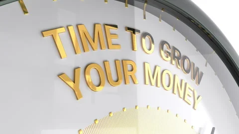 Clock.Time to grow your money text. Vídeos de archivo 318419799