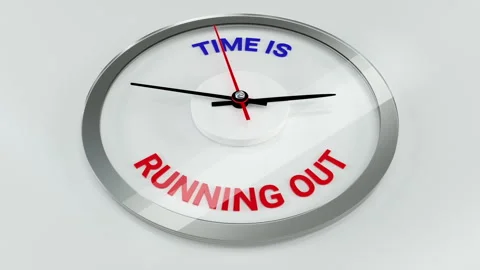 Clock.Time is running out text. Video stock 318307823