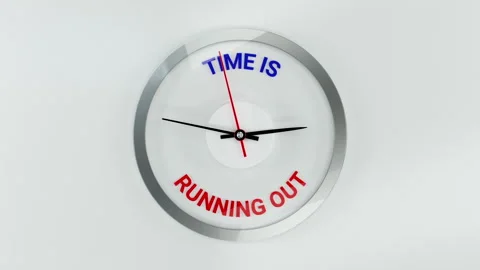Clock.Time is running out text. White. Transform Stock Footage 318307861