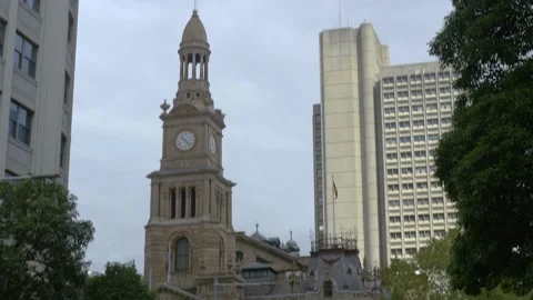 Clocktower In The Central Business District (CBD) In Sydney, Australia Stock Footage 158916491