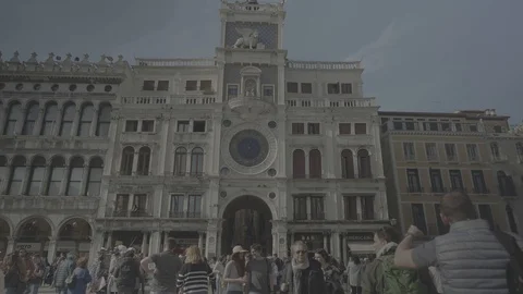 Clocktower Piazza San Marco - Venice, Italy (V-LOG) Stock Footage 119918502