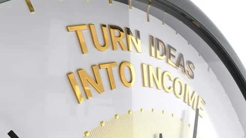 Clock.Turn ideas into income text. Vídeos de archivo 318419819