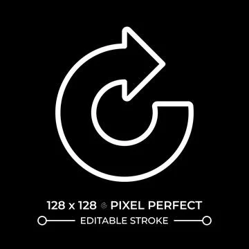 Clockwise arrow white linear icon for dark theme Stock Illustration