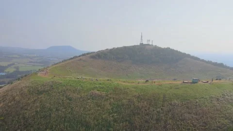 Clockwise Dolly-out Aerial View of Geum Oreum (Mt. Geum), Jeju Volcanic Island Stock Footage 146066849