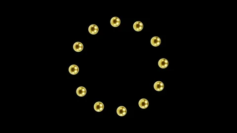 Clockwise Rotating Gold Spheres Loader Animation - Seamless Loop on Black Stock Footage 341038647