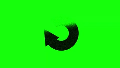 Clockwise rotating grunge style arrow on a vibrant green chroma key backgroun Stock Footage 311316784