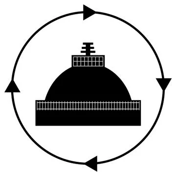 Clockwise walking around a Buddhist stupa Stock Illustration