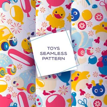 Clockwork bright mechanic children tin toys set of seamless pattern vector Illustrazione stock