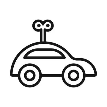 Clockwork car toy icon Black line art vector logo 스톡 일러스트