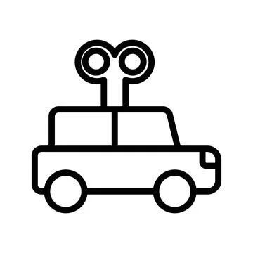 Clockwork car toy icon linear logo mark in black and white Illustrazione stock