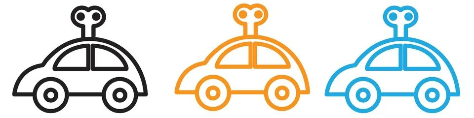 Clockwork car toy vector logo set collection for web app ui 스톡 일러스트