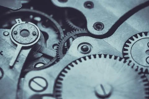 Clockwork . Close-up Of Old Clock Watch Mechanism Foto stock