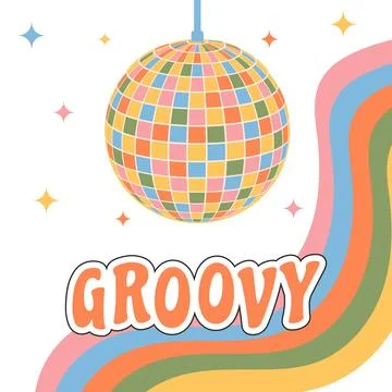 Clockwork elements in the retro hippie style of the 70s. Stock Illustration