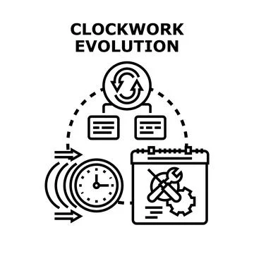 Clockwork evolution process developing system update concept Stock Illustration