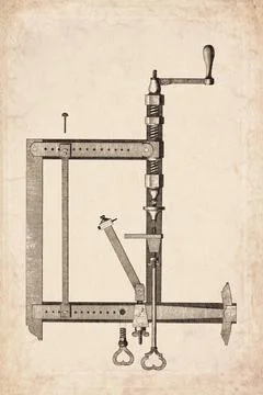 Clockwork Fusee Cutting Machine Technical Diagram 1765 Stock-Illustration