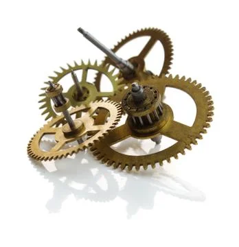 Clockwork gears isolated on white Stock Photos
