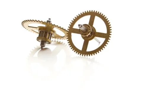 Clockwork gears isolated on white Stock Photos