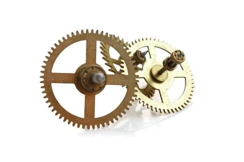 Clockwork gears isolated on white Stock Photos