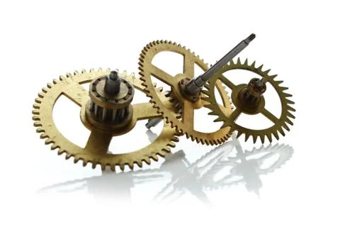 Clockwork gears isolated on white Stock Photos