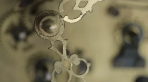 Clockwork hour hand and mechanism of old watch Stock Footage 54749393