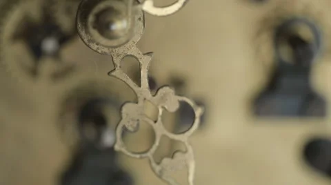 Clockwork hour hand and mechanism of old watch Stock Footage 54751697