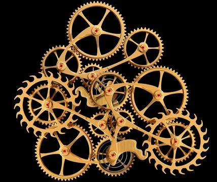 Clockwork Illustration of precision engineered cogs and gears isolated on ... Stock Photos