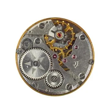 Clockwork macro isolated Stock Photos