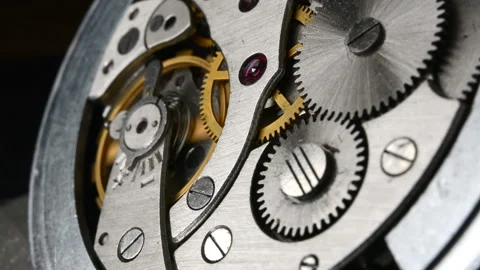 Clockwork. Macro shot of clock mechanism. Gears. Artistic blur Stock Footage 204719059