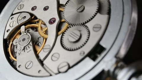 Clockwork. Macro shot of clock mechanism. Gears. Artistic blur Stock Footage 204794180