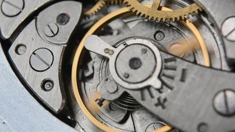 Clockwork. Macro shot of clock mechanism. Gears. Artistic blur Stock Footage 204794641