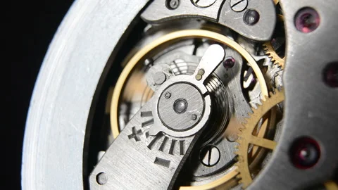 Clockwork. Macro shot of clock mechanism. Gears. Artistic blur Stock Footage 204794919