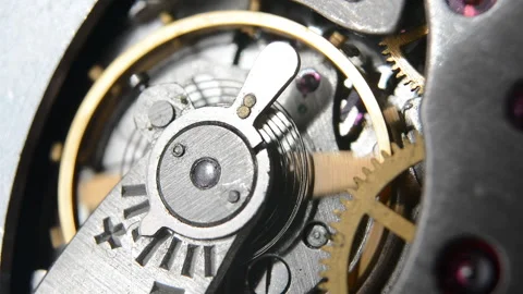 Clockwork. Macro shot of clock mechanism. Gears. Artistic blur Stock Footage 204795276