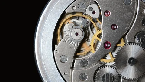 Clockwork. Macro shot of clock mechanism. Gears. Artistic blur Stock Footage 204796343