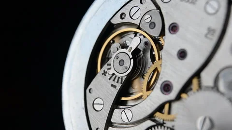 Clockwork. Macro shot of clock mechanism. Gears. Artistic blur Stock Footage 204796415