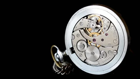 Clockwork. Macro shot of clock mechanism. Gears. Artistic blur Stock Footage 204796737