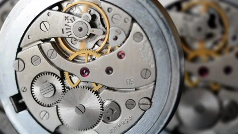 Clockwork. Macro shot of clock mechanism. Gears. Artistic blur Stock Footage 204797057