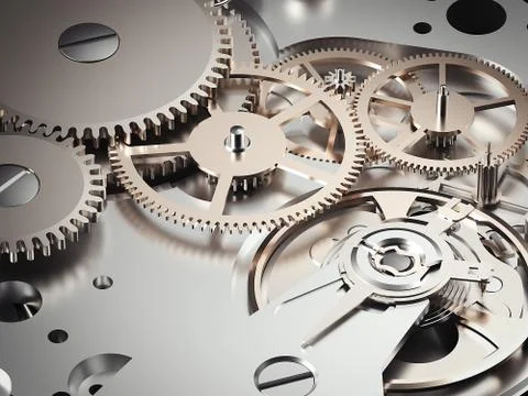 Clockwork mechanism with gears. 3d rendering Stock Illustration