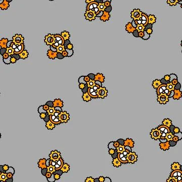 Clockwork mechanism steampunk vintage vector seamless pattern Illustrazione stock