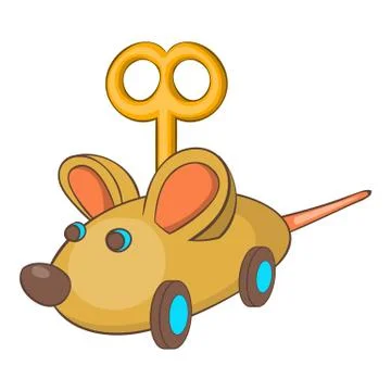 Clockwork mouse icon, cartoon style Illustrazione stock
