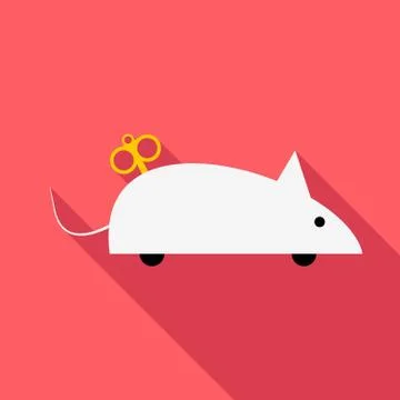 Clockwork mouse icon, flat style Illustrazione stock